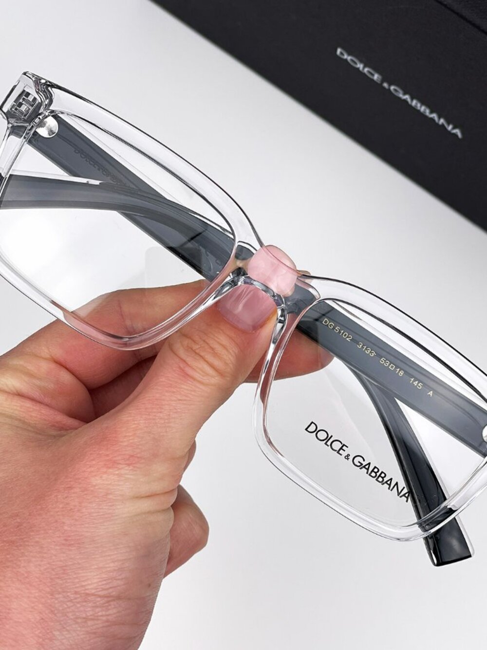 DOLCE & GABBANA DG5102 3133 CRYSTAL BLACK RECTANGLE EYEGLASSES